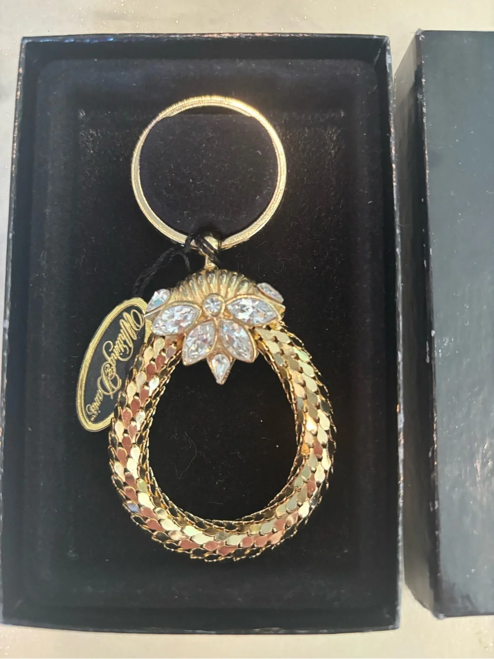 Whiting & Davis Gold Crystal Loop Key Holder